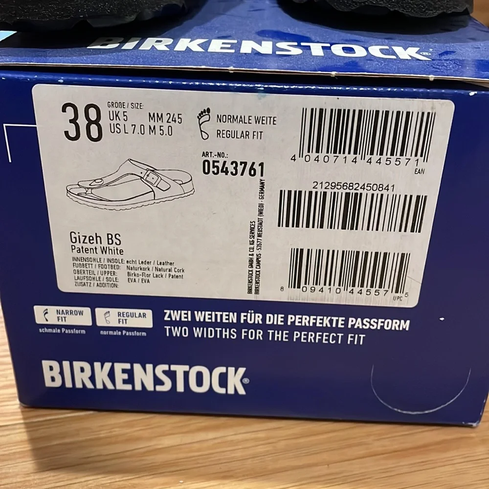 NIB Birkenstock Gizeh in Patent White, size 38 (US women’s 7) - Picture 5 of 6